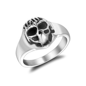 Men's <b>Titanium</b> Steel Skull <b>Ring</b> Retro Punk Style Skeleton Design Gift Jewelry SA239 - Product Image 1