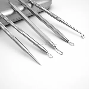 5 Buah Kit Jarum Wajah Baja Tahan Karat Perak Emas Alat Ekstraktor Penghilang Jerawat & Komedo untuk Perawatan Wajah - Product Image 2