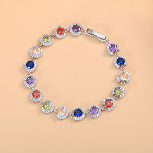 Pulsera de Cristal con Piedras Micro Pavimentadas de Colores, Diseño Redondo, Joyería para Uso Diario - Product Image 1