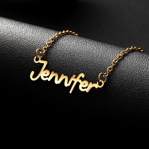 Haomi Europe Stati Uniti Custom moda collane pendente in acciaio inox taglio in tinta unita lettere oro argento nome inglese - Product Image 3