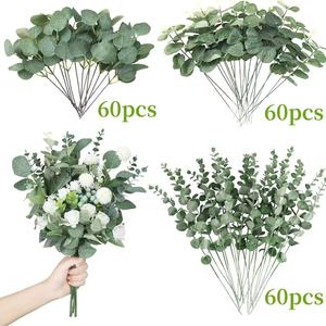 Hỗn Hợp Nhân Tạo Nhựa Bạch Đàn Lá Và Hạt Giống Bạch Đàn Thân Cây Màu Xanh Lá Cây Bạc Đô La Nhà Máy Chi Nhánh Cho Cô Dâu Bó Hoa - Product Image 3