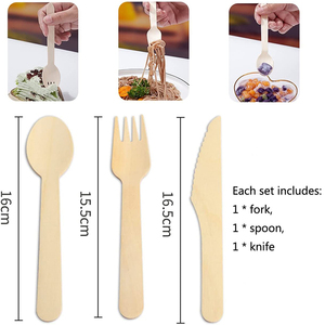 Newell Eco Friendly Vente en gros Snack Estampage à chaud Couverts jetables en bois naturel Cuillères et fourchettes en bois - Product Image 2