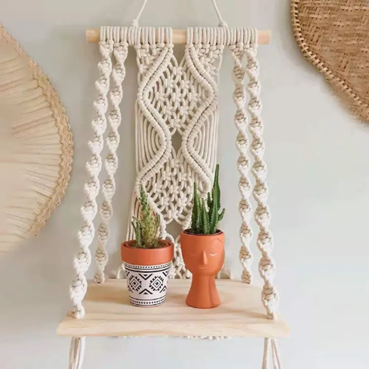 F-2518 new handmade cotton rope woven tapestry commodity shelf macrame wall hangers hotel children's room hanging ornaments