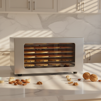 6-laags Voedseldroger Huishoudelijke Roestvrijstalen Groente Vlees Luchtdroogmachine Huisdierensnacks Smart Fruit 220V/110V 400W