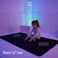 Tapis sensoriels interactifs LED à fibres optiques carrés de 1,2 m pour l'intégration thérapeutique de l'autisme, tapis étoilés lumineux à fibres optiques