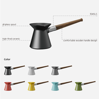 Cafetière turque moderne de luxe DHPO avec poignée en bois de noyer, céramique et porcelaine résistantes à la chaleur, capacité de 250 ml, écologique