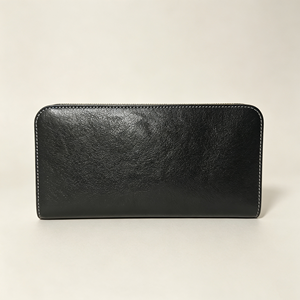 Portable Black Zippered Long Purse Textured Surface Large Capacity Card Bill Holder Casual <b>Wallet</b> - Product Image 3