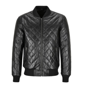 Custom 100% Genuine Black Puffer Nappa Leather Men’s <b>Jacket</b> Material Full Grain Option Private Label OEM Manufacturing Panels - Product Image 1