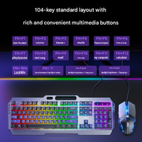 Clavier de jeu mécanique USB AOC KM10 neuf en gros, kit clavier filaire rétroéclairé RGB avec panneau métallique pour le bureau et le travail