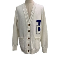 Vente en gros de pulls universitaires personnalisés Cardigan unisexe boutonné en chenille brodé avec logo en coton avec poches Pull rayé pour homme