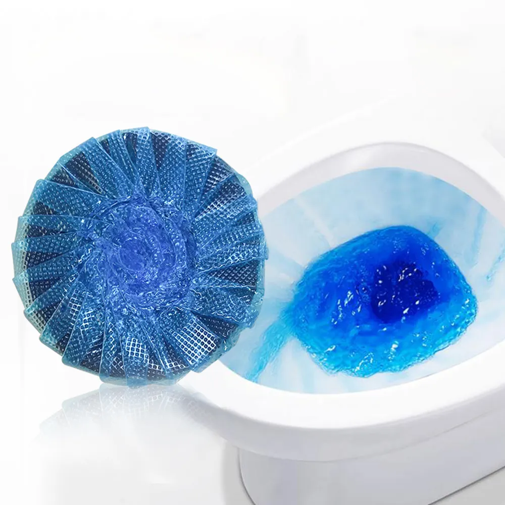 Bloc de blanchiment de nettoyant de toilette de chasse, vendeur de nettoyant de tablette de toilette, nettoyant de cuvette de toilette de bloc de bulle solide bleu en gros