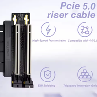Câble Riser PCIe 5.0 X16 Gen5 1 vers 2, Connecteur Double X8 X8, Câble d'Extension GPU, PCB Épaissi, Plaqué Or 3U pour Serveur PC