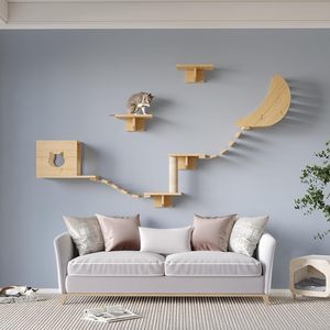 Massivholz Sisal Katze Klettergerüst Säule Kapsel Kratz baum Wand spielzeug Sprung plattform Katzen spielzeug - Product Image 6