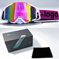 Lunettes de moto en gros avec boîte cadeau, verres en plastique remplaçables, légères, logo personnalisé, pour motocross et moto