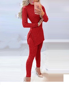 Delle donne di Autunno A Due Pezzi Sudore Ufficio Suits Maglia Con Spacco Lungo Set di Eleganti - Product Image 4