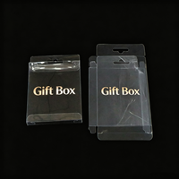 Boîte cadeau carrée pliable personnalisable en PET, emballage en plastique transparent recyclé avec crochet