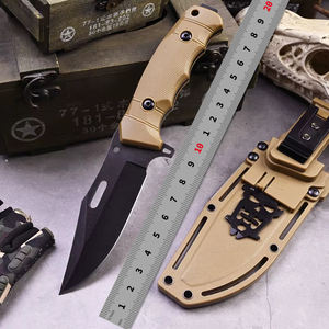 Hongrui OEM Noir Stonewash Lame Bushcraft Nylon Poignée Full-tang Extérieur Tactique Chasse Lame Fixe Couteau avec Gaine - Product Image 2