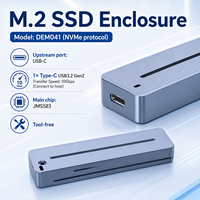 Boîtier NVMe M.2 SSD sans outil, 10 Gbps USB3.2 Gen2, boîtier entièrement en aluminium, PCIe Gen3 X2, prend en charge les SSD NVMe M-Key 2 To, multi-OS