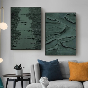 Home Decor Dark Green Texture 100% Hand <strong>Drawn</strong> Wall <strong>Art</strong> Abstract Canvas Poster Modern Abstract Custom Oil Paintings <strong>Art</strong> - Product Image 4