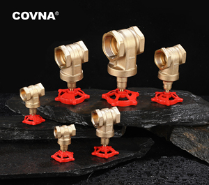วาล์วประตูทองเหลืองสำหรับน้ำขนาด 4 นิ้ว เกลียว NPT 1/2 นิ้ว ยี่ห้อ COVNA จัดส่งรวดเร็ว พร้อมมือหมุนเหล็กดึงเคลือบสีแดง - Product Image 4