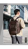 Sac à Dos Ordinateur Portable Imperméable en Cuir PU à Carreaux Grande Capacité Twinkle Factory pour Travail Quotidien, Affaires et Voyage