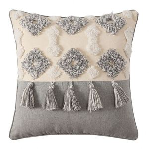 Housse de coussin de style ethnique, décoration pour lit et petit-déjeuner, dentelle indienne marocaine à pompons et touffes - Product Image 4