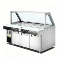 Réfrigérateur portable à plateau ouvert pour bar à salades, unité de présentation commerciale haute visibilité pour cuisine, en acier inoxydable, à poser sous comptoir