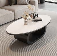 Table basse ovale en dalle de pierre, design moderne minimaliste, luxe léger, table à thé centrale pour petits salons, usage domestique