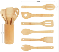 Ustensiles de cuisine en bambou, pièces, logo personnalisé, gadgets de cuisine en bois