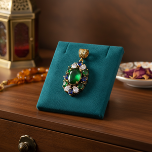 <b>Emerald</b> with Sapphire Stone Authentic Silver <b>Pendant</b> in Turkish Wholesale 925 Sterling Silver Jewelry - Product Image 3