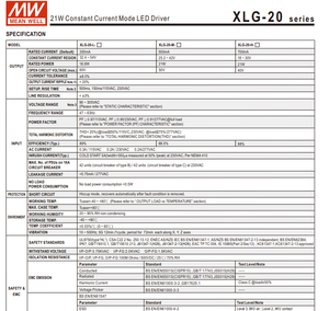 ค่าเฉลี่ย XLG-20-H-B 21W 700mA 18-30V ไดรเวอร์ไฟ LED คงที่หรี่แสงได้3IN1 AC90-IP67 305Vac กันน้ำ - Product Image 3
