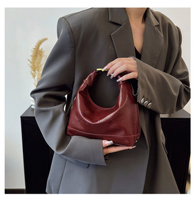 Nuevos bolsos minimalistas de inspiración francesa Sac Main Pour Femme Diseño de nicho de color sólido Retro Underarm Shoulder Tote Bag - Product Image 2