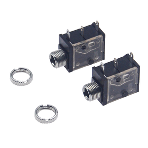 Prise audio jack 3,5 mm PJ-323M avec écrou fileté, montage vertical à 3 broches traversant le panneau, boîtier transparent - Product Image 4