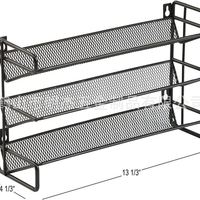 Groothandel op maat gemaakte zwarte vierlaagse metalen milieuvriendelijke wandgemonteerde geperforeerde niet-opvouwbare multifunctionele kruidenrek organizer