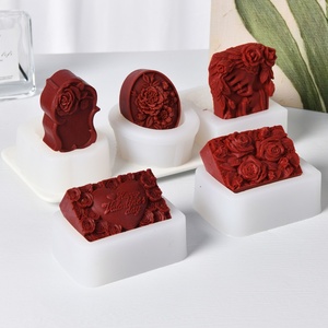 Khung hình Rose Flower Silicone xà phòng khuôn Elip cứu trợ điêu khắc hoa nhựa xà phòng khuôn cho xà phòng làm nghệ thuật trang trí - Product Image 1