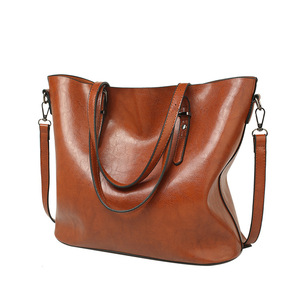Sac à main pour femme en cuir PU huilé, grand sac fourre-tout, grands sacs à bandoulière pour femmes - Product Image 2