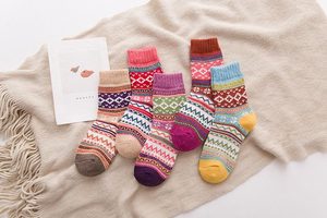 Calzini da <span class=keywords><strong>Donna</strong></span> Invernali Spessi Caldi <span class=keywords><strong>Termici</strong></span> Jacquard in Lana Stile Nordico, 100% Lana Lunghezza al Polpaccio Traspiranti a Maglia con Cartoni Animati Nordici - Product Image 6