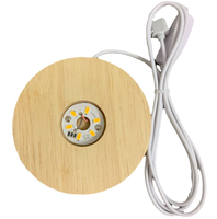 Lampe en bois 3D à LED Couleur RVB Base de veilleuse Télécommande USB Base de lampe en bois décorative de bureau