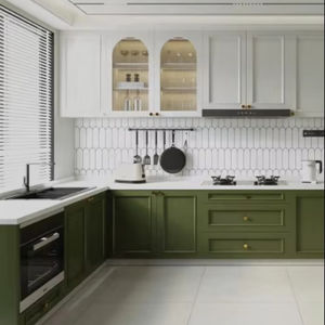 Gabinetes de Cocina Modernos Estilo Shaker SANTOPOVA, Tablero de Melamina y MDF, Base para Fregadero y Mueble de Esquina para Apartamento o Villa - Product Image 1