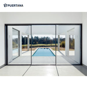 Minimalist Design Modern Villa House Large Glass Ultra Slimline Narrow Black Aluminium Slim <strong>Sliding</strong> Patio <strong>Door</strong> - Product Image 1