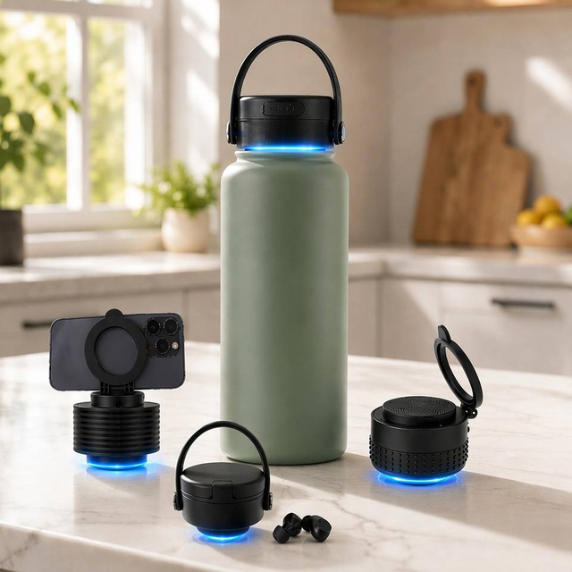 32oz Blue Tooth Stainless Steel Insulated Vacuum Flask Drinkware Wireless Speaker Music Smart Water Bottle