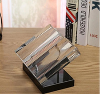Trophée commémoratif en cristal K9 en forme de livre biblique, plaque de certificat personnalisée en cristal en forme de livre ouvert avec base noire