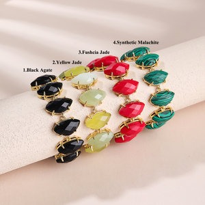 Braccialetto in Cristallo di Quarzo Naturale con Cornice Floreale Dorata, Gioiello di Moda per Uso Quotidiano per Ragazze - Product Image 2