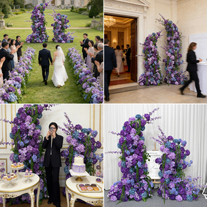 Promise Dreamy Purple and Blue Silk <b>Artificial</b> Modern Handmade Craft Wedding Arch for Indoor and Outdoor Wedding Decor - Product Image 2