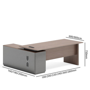 Bureau de direction moderne et minimaliste en forme de L avec tiroirs, mobilier de bureau - Product Image 4