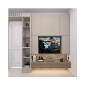 Mueble de Tv montado en la pared de entretenimiento en el hogar de madera de lujo moderno personalizado juego de muebles de sala de estar gabinete de Tv Unidad de consola