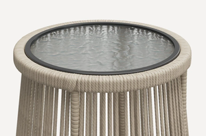 Bàn cà phê ngoài trời bằng mây Sagamy, mặt bàn kính tròn, chịu được thời tiết, đồ nội thất ban công/vườn, nhẹ, bền, sản xuất bởi nhà máy. - Product Image 3