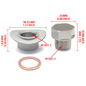 M18X1.5 Stainless Steel Exhaust Pipe Welding Nut Plug With <b>Copper</b> Gasket For Automotive Use - Product Image 1