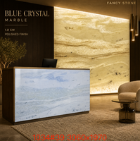 Dalle de marbre bleu cristal FANCY STONE 1,8 cm finition polie pour comptoirs de cuisine, meubles-lavabos de salle de bain, murs et projets d'aménagement intérieur