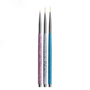 Customized Synthetic Nylon Matte Black Metal Handle Nail Brush <b>Set</b> with Silicone Dotting Tool UV Gel Painting Liner Brush - Product Image 1